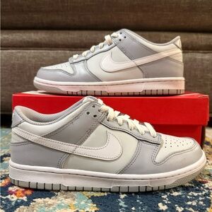 Size 7Y/8.5W - Nike Dunk Low GS “Pure Platinum Wolf Grey
